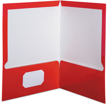 Oxford® Laminated Twin Pocket Folders,  100-Sheet Capacity, Red, 25/Box