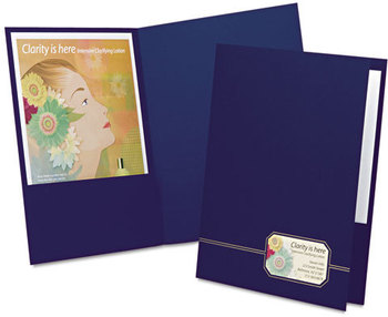 Oxford® Monogram Executive Twin Pocket Folders,  Cover Stock, Blue/Gold, 4/Pack