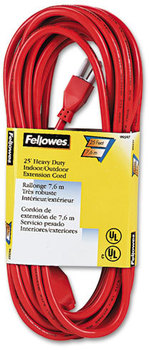 Fellowes® Indoor/Outdoor Heavy-Duty Extension Cord 3-Prong Plug 25 ft, 13 A, Orange