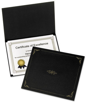 Oxford® Certificate Holder, 11 1/4 x 8 3/4, Black, 5/Pack