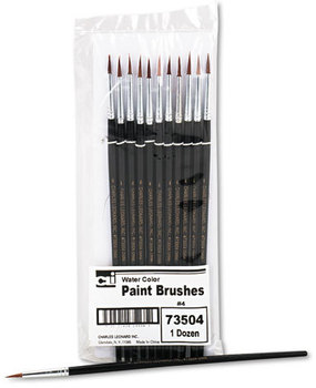 Charles Leonard® Artist Brush,  Size 4, Camel Hair, Round, 12/Pack