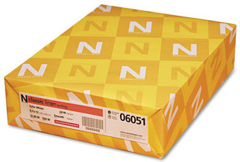 Neenah Paper CLASSIC® Linen Stationery Writing Paper,  24-lb., 8-1/2 x 11, Solar White, 500/Rm