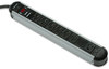 A Picture of product FEL-99081 Fellowes® Seven-Outlet Metal Surge Protector 7 AC Outlets, 6 ft Cord, 1,250 J, Silver/Black