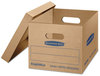 A Picture of product FEL-7714209 Bankers Box® SmoothMove™ Classic Moving & Storage Boxes Moving/Storage Half Slotted Container (HSC), Small, 12" x 15" 10", Brown/Blue, 15/Carton