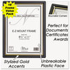 A Picture of product NUD-11818 NuDell™ EZ Mount Document Frame,  Plastic, 8-1/2 x 11, Black/Gold, 18/CT