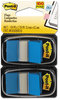 A Picture of product MMM-680BE2 Post-it® Flags Assorted Color 1" Flag Refills Standard Page in Dispenser, Blue, 50 Flags/Dispenser, 2 Dispensers/Pack