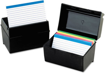 Oxford® Plastic Index Card File,  400 Capacity, 6 1/2w x 4 7/8d, Black