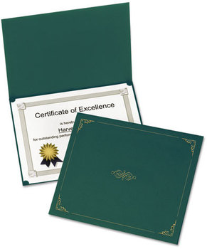 Oxford® Certificate Holder, 11 1/4 x 8 3/4, Green, 5/Pack