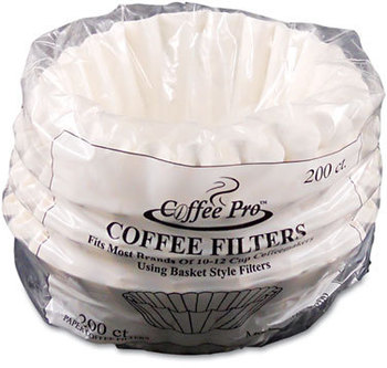 Coffee Pro Basket Style Coffee Filters, 10 to 12-Cups, White, 200 Filters/Pack