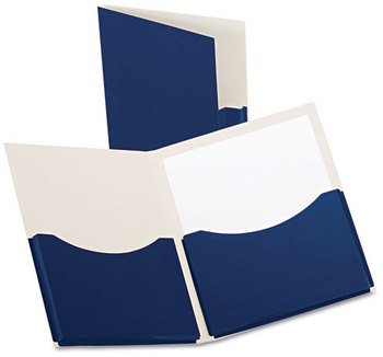 Oxford® Double Stuff® Twin-Pocket Folder,  200-Sheet Capacity, Navy