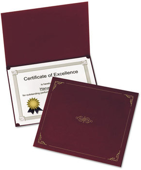 Oxford® Certificate Holder, 11 1/4 x 8 3/4, Burgundy, 5/Pack