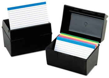 Oxford® Plastic Index Card File,  300 Capacity, 5 5/8w x 3 5/8d, Black