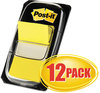 A Picture of product MMM-680YW12 Post-it® Flags Assorted Color 1" Flag Refills Marking Page in Dispensers, Yellow, 50 Flags/Dispenser, 12 Dispensers/Box