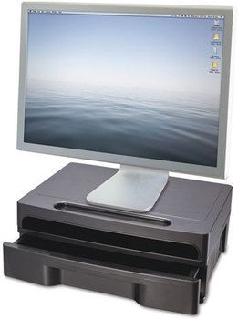 Officemate Monitor Stand with Drawer,  13 1/8 x 9 7/8 x 5, Black