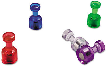 Officemate Push Pin Magnets,  Assorted Translucent, 3/4" x 3/8", 10 per Pack