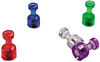 A Picture of product OIC-92515 Officemate Push Pin Magnets,  Assorted Translucent, 3/4" x 3/8", 10 per Pack