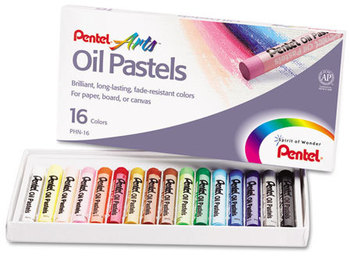 Pentel® Oil Pastel Set With Carrying Case, 16-Color Set, Assorted, 16/Set