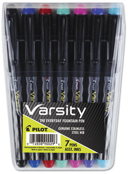 Pilot® Varsity® Fountain Pen Pack, Assorted Ink, 1mm, 7/Set