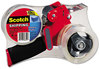 A Picture of product MMM-38502ST Scotch® Packaging Tape Dispenser Value Pack with Two Rolls of 3" Core, For Up to 2" x 60 yds, Red