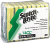 A Picture of product MMM-74CC Scotch-Brite™ PROFESSIONAL Medium-Duty Scrubbing Sponge 74 3.6 x 6.1, 0.7" Thick, Yellow/Green, 10/Pack