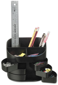 Officemate Double Supply Organizer,  11-Compartment, 6 1/2w x 4 3/4d x 5 3/4h, Black