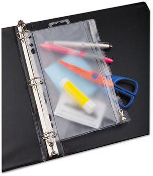 Oxford® Zipper Binder Pocket,  6 x 9-1/2, Clear/White