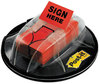 A Picture of product MMM-680HVSHR Post-it® Flags Arrow in a Desk Grip Dispenser High Volume Flag "Sign Here", Red, 200 Flags/Dispenser