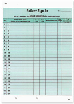 Tabbies® Patient Sign-In Label Forms,  8 1/2 x 11 5/8, 125 Sheets/Pack, Green