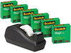 A Picture of product MMM-810C40BK Scotch® Magic™ Tape Desktop Dispenser Value Pack 1" Core, 0.75" x 83.33 ft, Clear