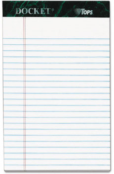 TOPS™ Docket™ Ruled Perforated Pads,  5 x 8, Narrow, White, 50 Sheets, 6/Pack