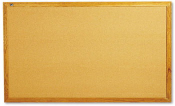 Quartet® Cork Bulletin Board,  60 x 34, Oak Finish Frame