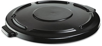 Rubbermaid® Commercial Round Brute® Lid for 44-Gallon Round Brute Containers. Black.
