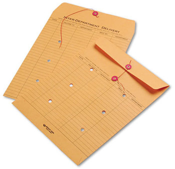 Quality Park™ Brown Kraft String & Button Interoffice Envelope,  10 x 13, 100/Carton