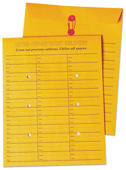 Quality Park™ Brown Kraft String & Button Box-Style Interoffice Envelope,  10 x 13, 100/Box
