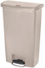 A Picture of product RCP-1883460 Rubbermaid® Commercial Slim Jim® Resin Front Step Style Step-On Container. 18 gal. Beige.