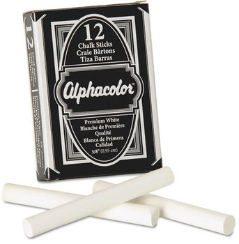 Quartet® Alpha® White Chalk, White, 12 Sticks/Pack