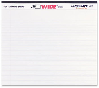 Roaring Spring® WIDE® Landscape Format Writing Pad, College Ruled, 11 x 9-1/2, White, 40 Sheets