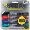 A Picture of product QRT-5001M Quartet® EnduraGlide® Dry Erase Marker,  Chisel Tip, Assorted Colors, 4/Set