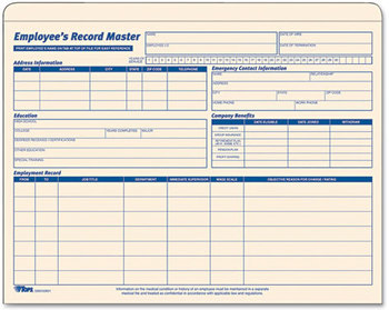 TOPS™ Employee Record Master File Jacket,  9 1/2 x 11 3/4, 10 Point Manila, 15/Pack