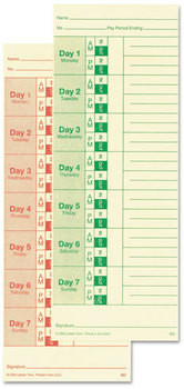 Lathem® Time Time Cards,  Side Print, 3 1/2 x 9, Bi-Weekly/Weekly, 2-Sided 100/Pack