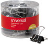 A Picture of product UNV-11140 Universal® Binder Clips with Storage Tub, Small, Black/Silver, 40/Pack