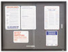 A Picture of product QRT-2364S Quartet® Enclosed Indoor Cork & Fabric Bulletin Board with Sliding Glass Doors,  Fabric/Cork/Glass, 48 x 36, Gray, Aluminum Frame