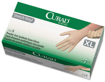 Curad® Powder-Free Stretch-Vinyl Exam Gloves. Size X-Large. 130/box.