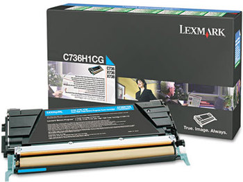 Lexmark™ C736H1CG, C736H1KG, C736H1MG, C736H1YG Toner,  10000 Page-Yield, Cyan