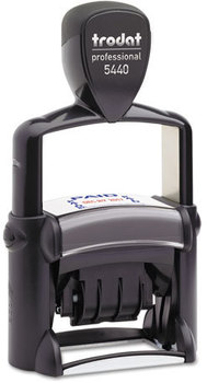 Trodat® Professional 5-in-1 Date Stamp,  Self-Inking, 1 1/8 x 2, Blue/Red