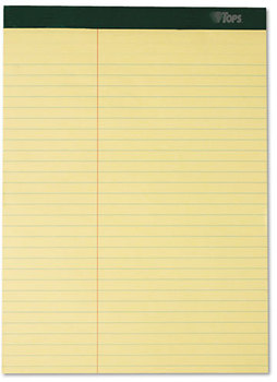 TOPS™ Double Docket™ Ruled Pads,  8 1/2 x 11 3/4, Canary, 100 Sheets, 6 Pads/Pack