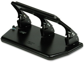 Master® Heavy-Duty Three-Hole Punch with Gel Pad Handle,  Padded Handle, 9/32" Holes, Black