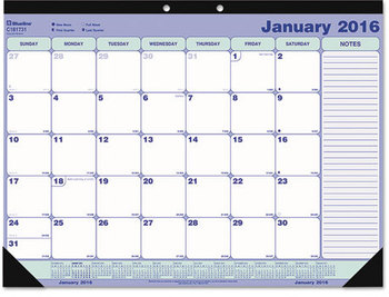 Blueline® Monthly Desk Pad Calendar 21.25 x 16, White/Blue/Green Sheets, Black Binding, Corners, 12-Month (Jan to Dec): 2026