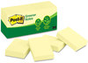 A Picture of product MMM-653RPYW Post-it® Greener Notes Original Recycled Note Pads 1.5" x 2", Canary Yellow, 100 Sheets/Pad, 12 Pads/Pack