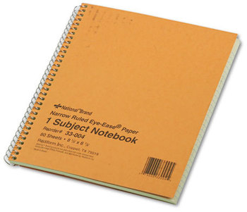 National® Single-Subject Wirebound Notebooks,  Narrow Rule, 8 1/4 x 6 7/8, Green, 80 Sheets